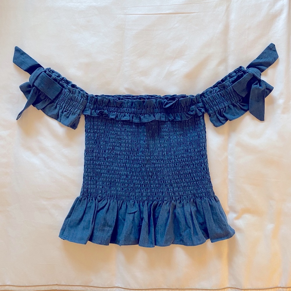 NWT Cecile Off The Shoulder Top - Small - Sea Blue